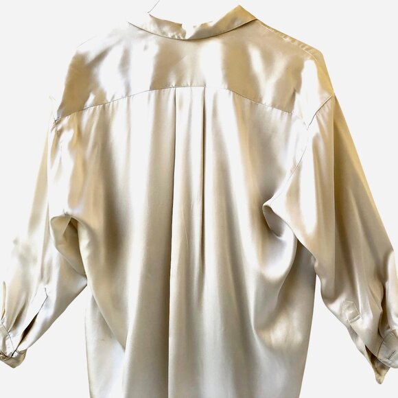 Anne Pinkerton Vintage 8O’s Korea Silk Button Down Blouse Shirt OVERSIZED - Picture 8 of 13